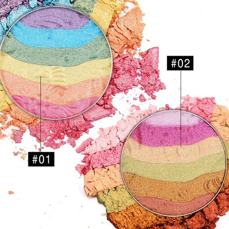 12 Pieces) Wholesale 6-Color Highlight Rainbow Eye Shadow Palette Primer