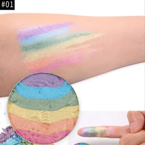 12 Pieces) Wholesale 6-Color Highlight Rainbow Eye Shadow Palette Primer
