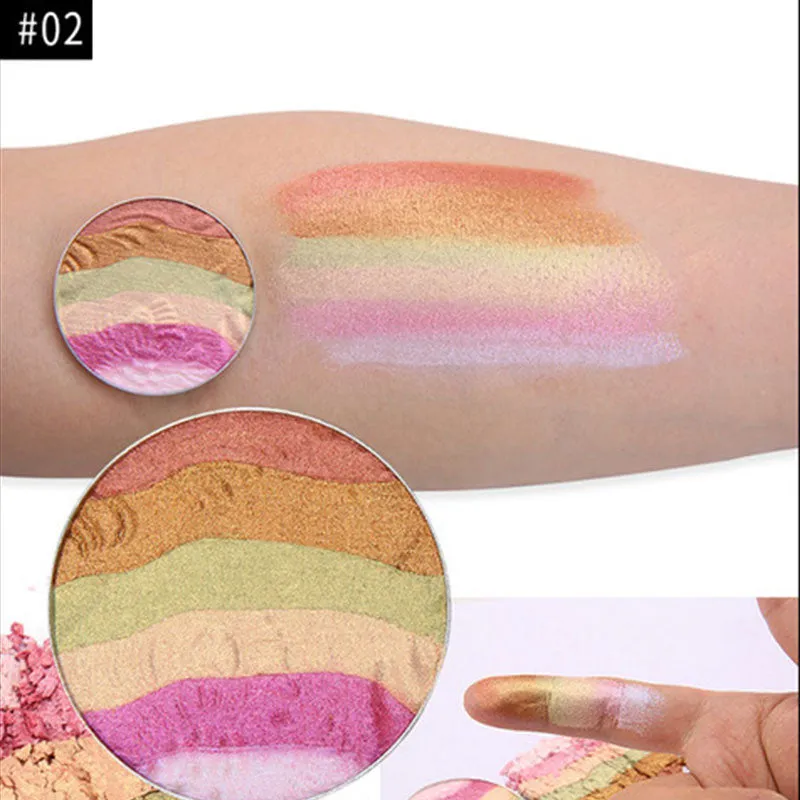12 Pieces) Wholesale 6-Color Highlight Rainbow Eye Shadow Palette Primer