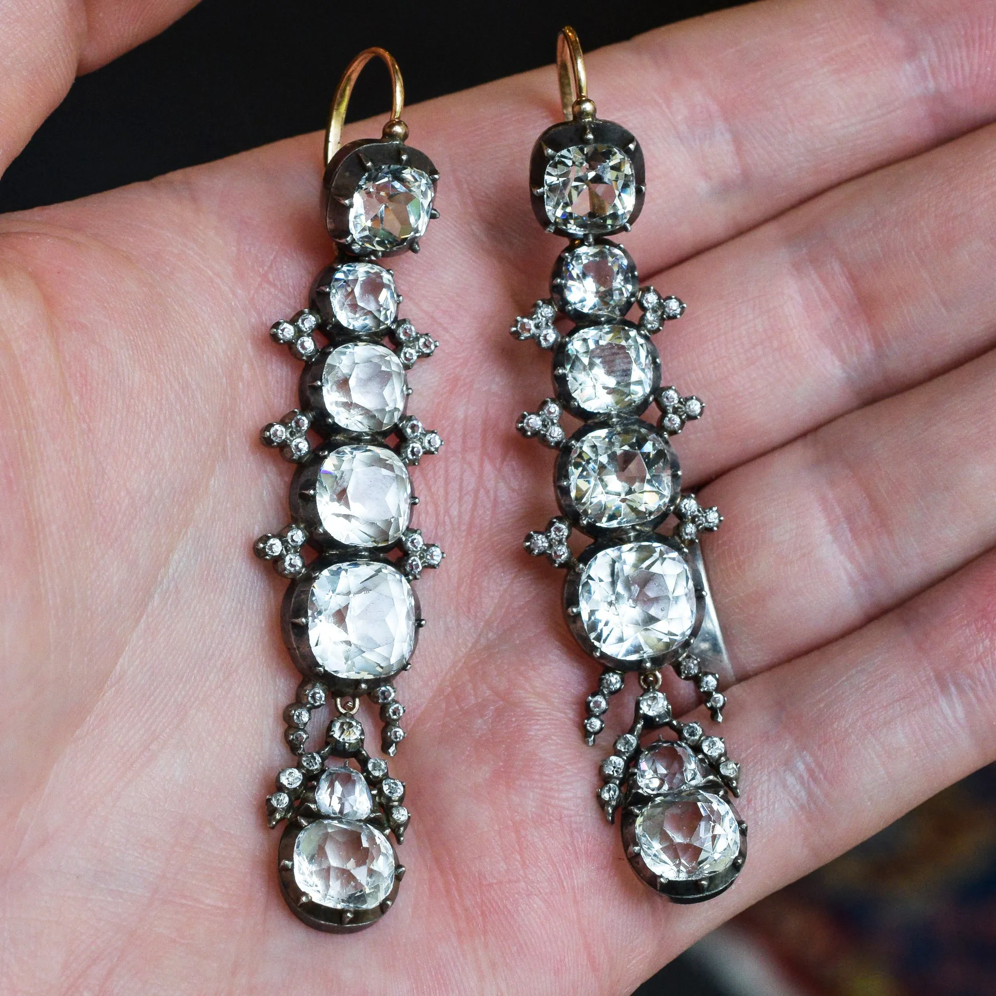 19th Century French Paste Day & Night Earrings
