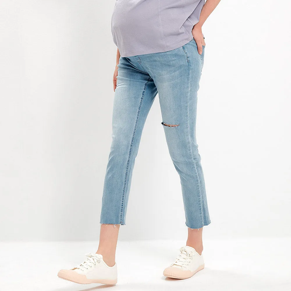 221510B1 Raw Hem Maternity Slim Jeans