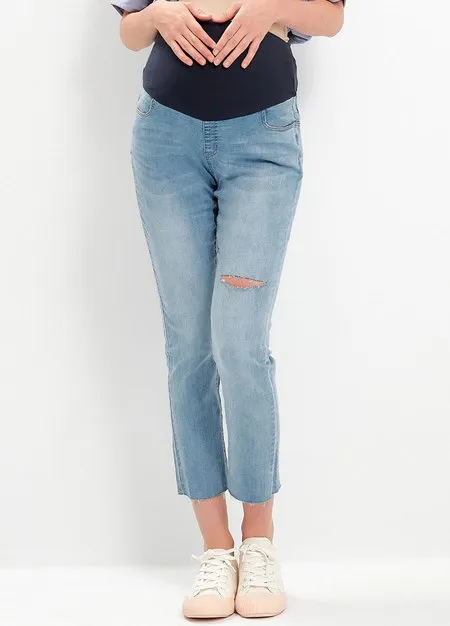 221510B1 Raw Hem Maternity Slim Jeans