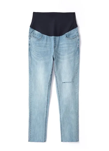 221510B1 Raw Hem Maternity Slim Jeans