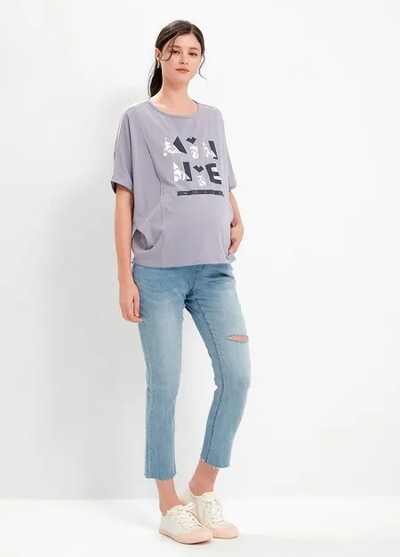 221510B1 Raw Hem Maternity Slim Jeans