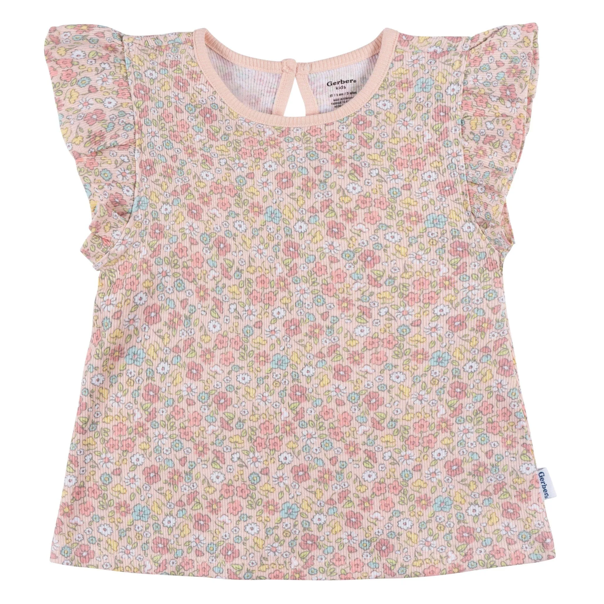 3-Piece Infant & Toddler Girls Pink Floral Shirts and Shorts Set