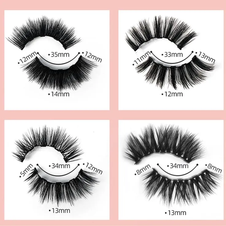 30 Pieces) 10 Pairs Mixed Magnetic False Eyelashes And Liquid Eyeliner Set
