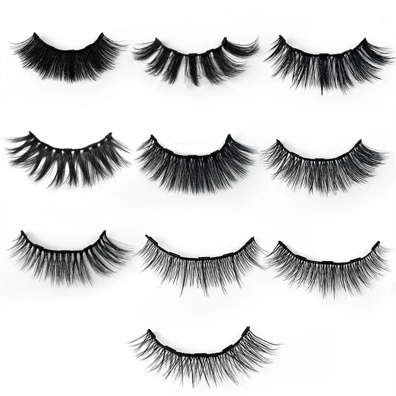 30 Pieces) 10 Pairs Mixed Magnetic False Eyelashes And Liquid Eyeliner Set