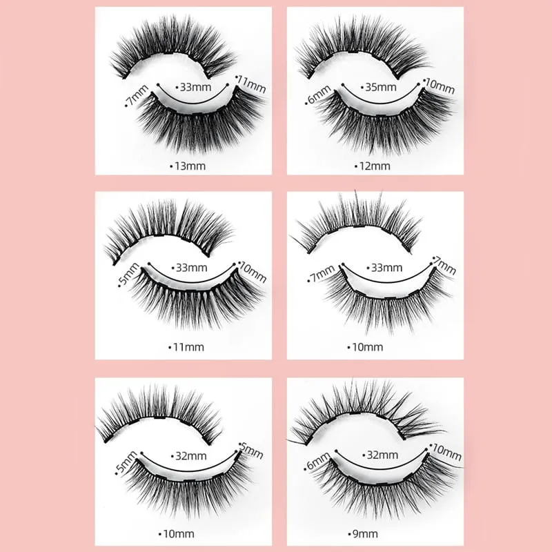 30 Pieces) 10 Pairs Mixed Magnetic False Eyelashes And Liquid Eyeliner Set