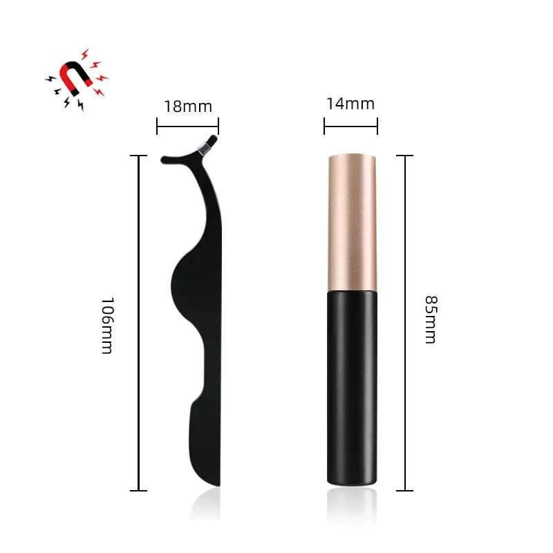 30 Pieces) 10 Pairs Mixed Magnetic False Eyelashes And Liquid Eyeliner Set