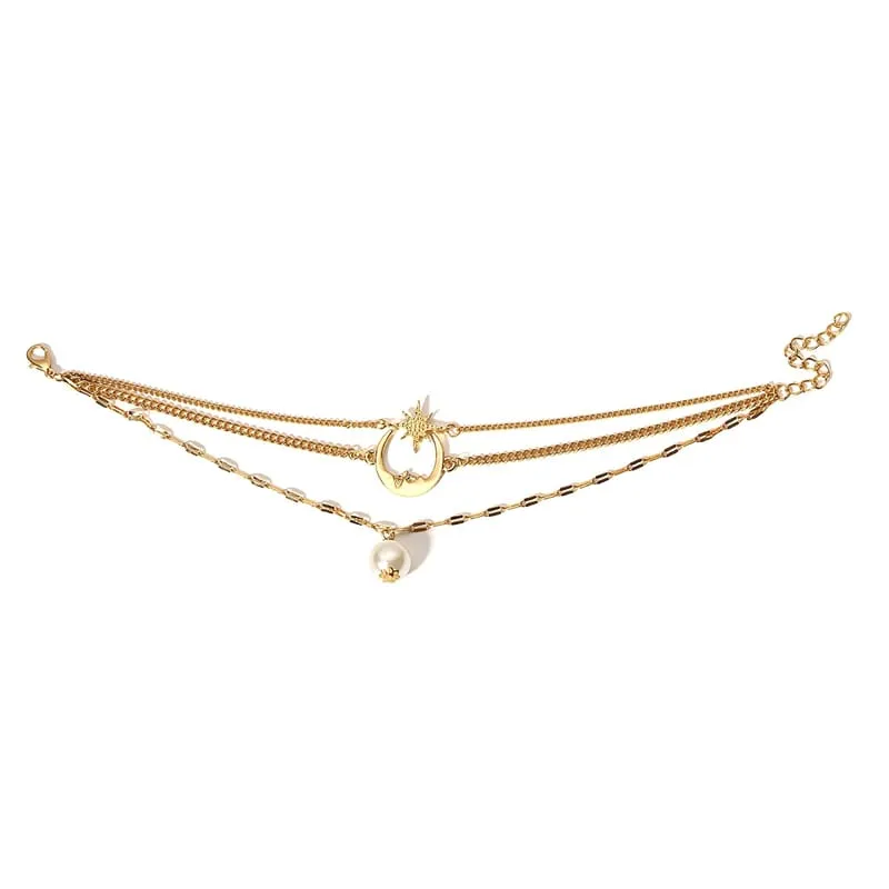 30 Pieces) Minimalist Moon And Star Design Chain Anklet
