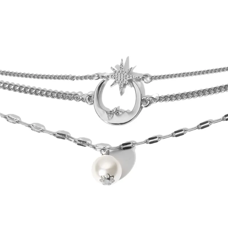 30 Pieces) Minimalist Moon And Star Design Chain Anklet