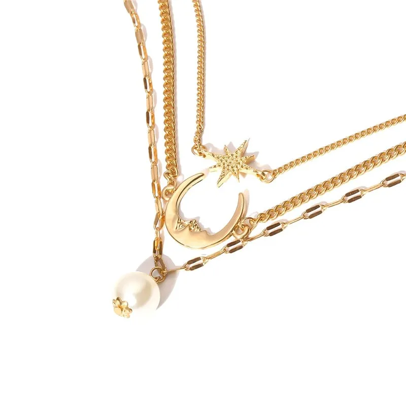 30 Pieces) Minimalist Moon And Star Design Chain Anklet