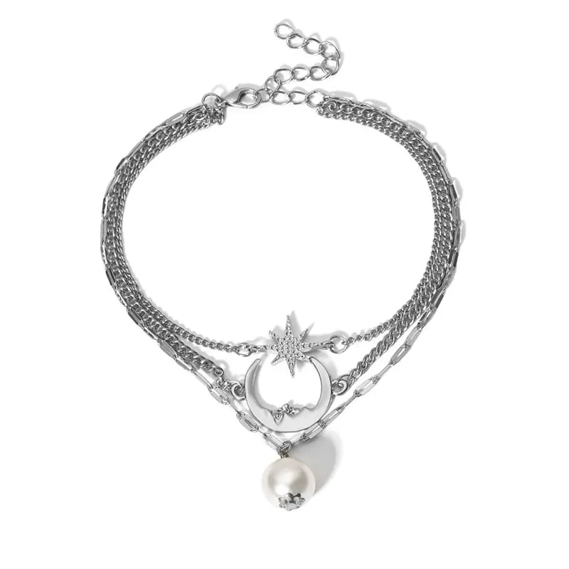 30 Pieces) Minimalist Moon And Star Design Chain Anklet