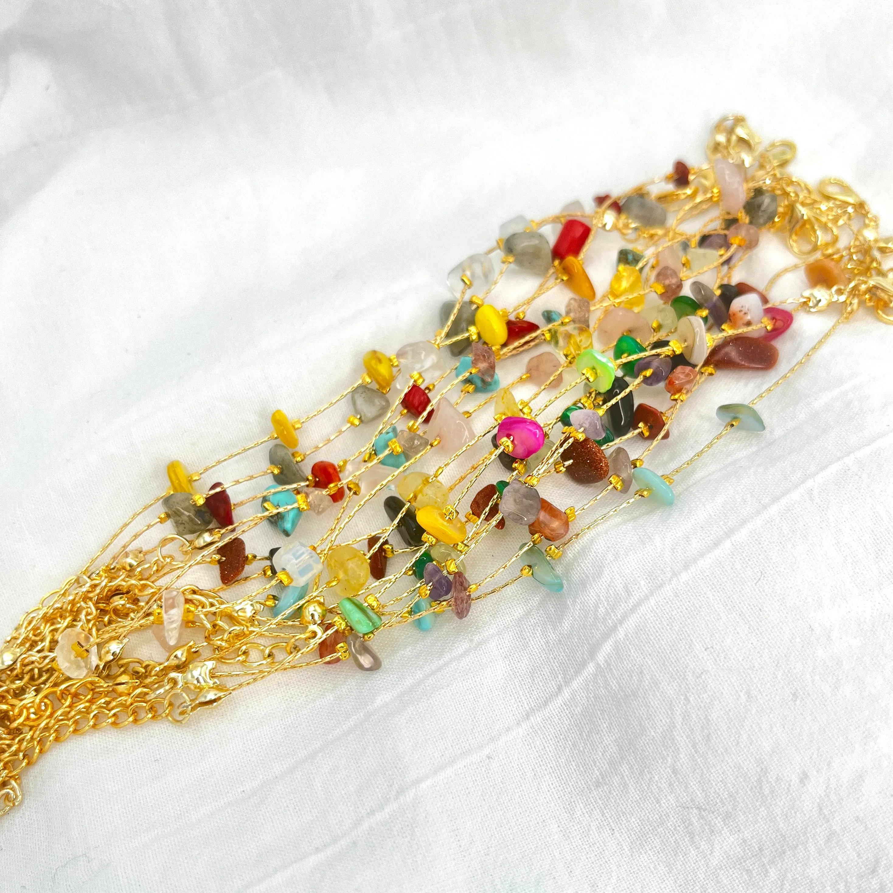 Adjustable Natural Stone Chain Bracelet – Timeless Elegance 