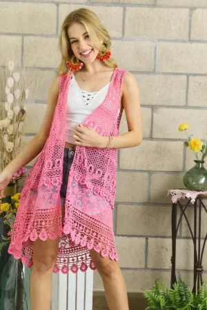ADORA Crochet Lace Sleeveless Vest Cardigan
