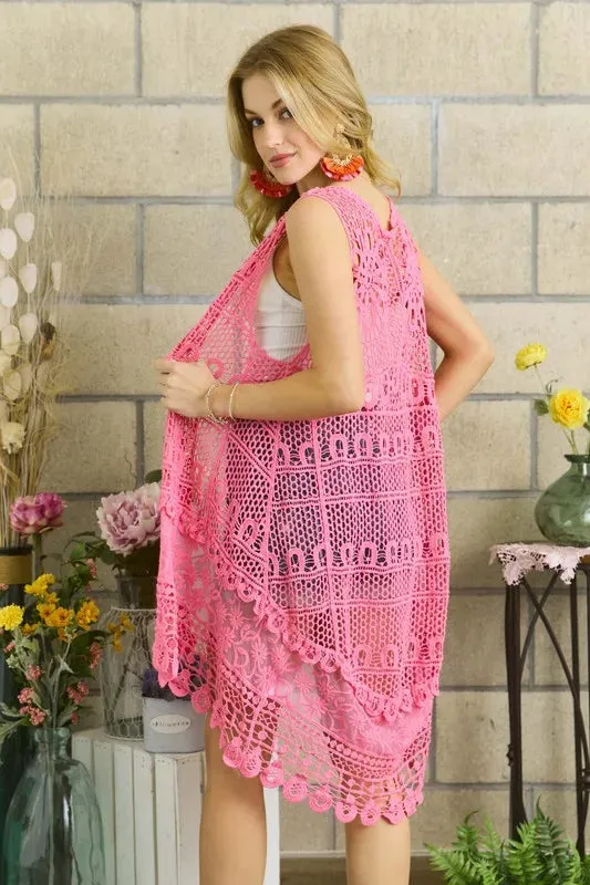ADORA Crochet Lace Sleeveless Vest Cardigan