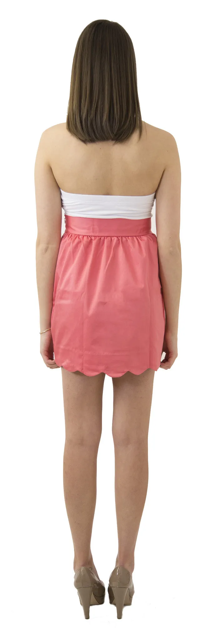 Aly Scallop Skirt- Coral- Cotton Sateen Unlined