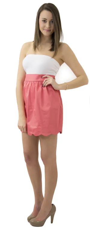 Aly Scallop Skirt- Coral- Cotton Sateen Unlined