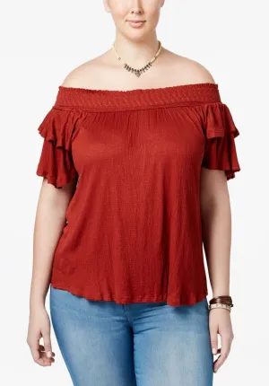 American Rag Women's Off The Shoulder Peasant Top. 7TK10BNN Brown Medium