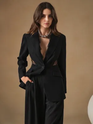 Anewsta Blazer de mujer con parchwork de encaje en Cherry Vibes
