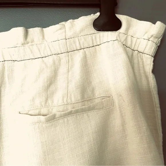 Anthropologie Linen Blend Belted Beach Shorts In Pearl Cream Size XL NWT