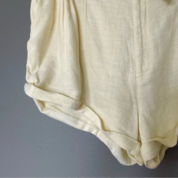 Anthropologie Linen Blend Belted Beach Shorts In Pearl Cream Size XL NWT