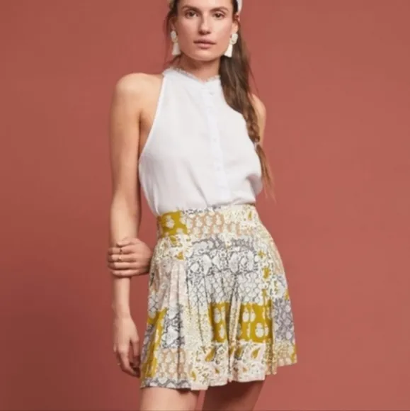 Anthropologie Maeve Patchwork Print Wide Leg Flowy Short Small