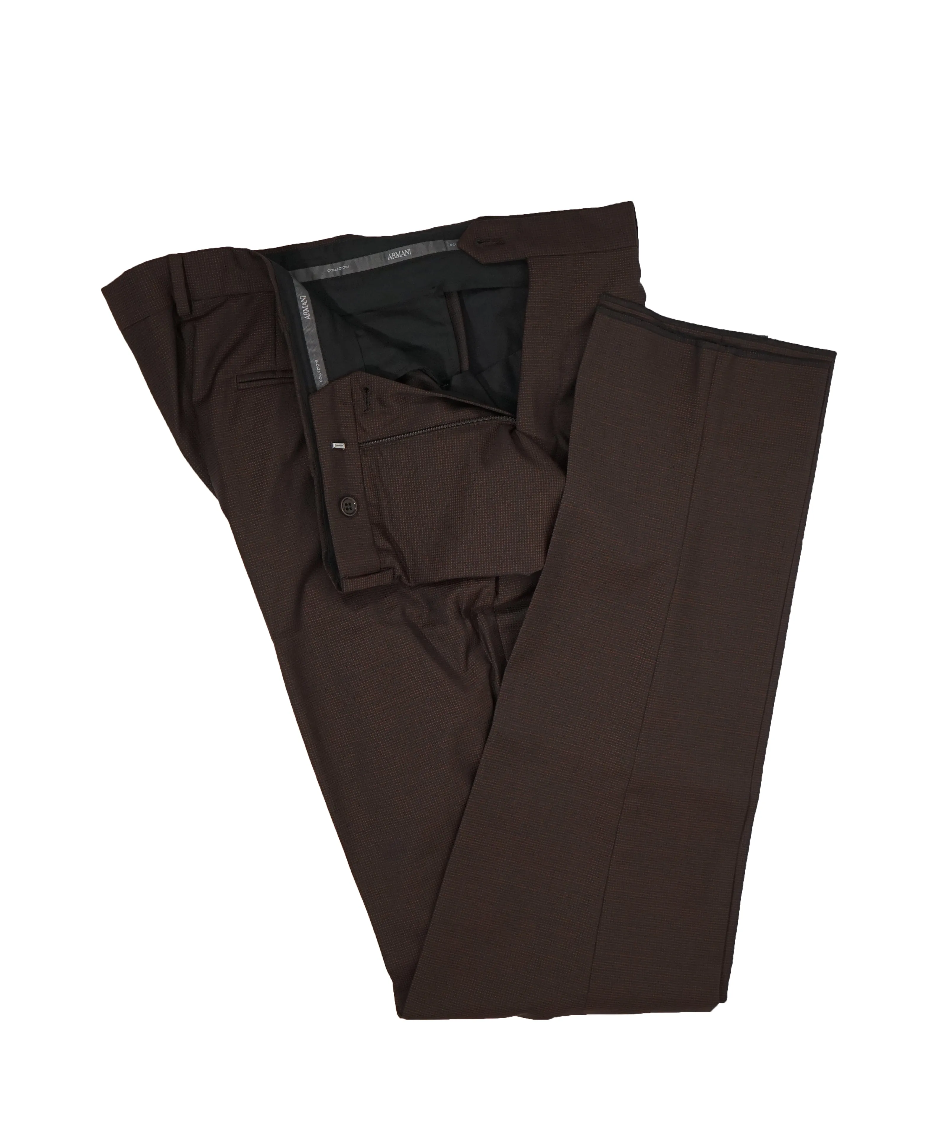 ARMANI COLLEZIONI - M Line Brown Micro Check Suit - 46R