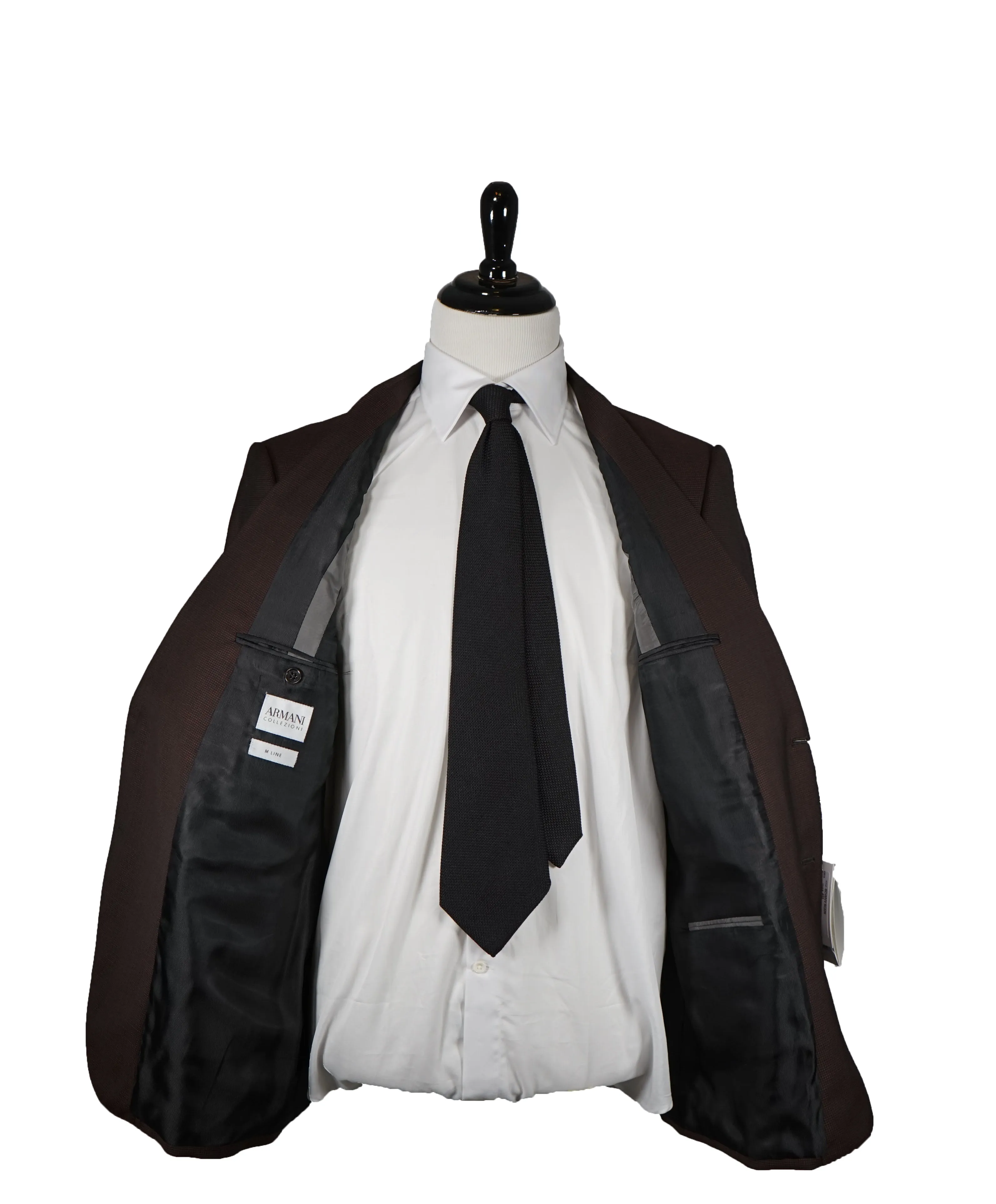ARMANI COLLEZIONI - M Line Brown Micro Check Suit - 46R