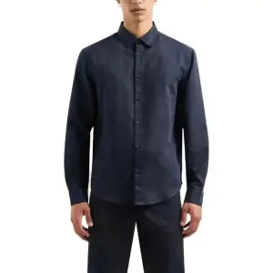 Armani Exchange Blue Classic Long-Sleeve Men's Shirt