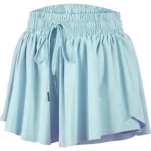 Azarhia Butterfly Flowy Shorts - Light Blue