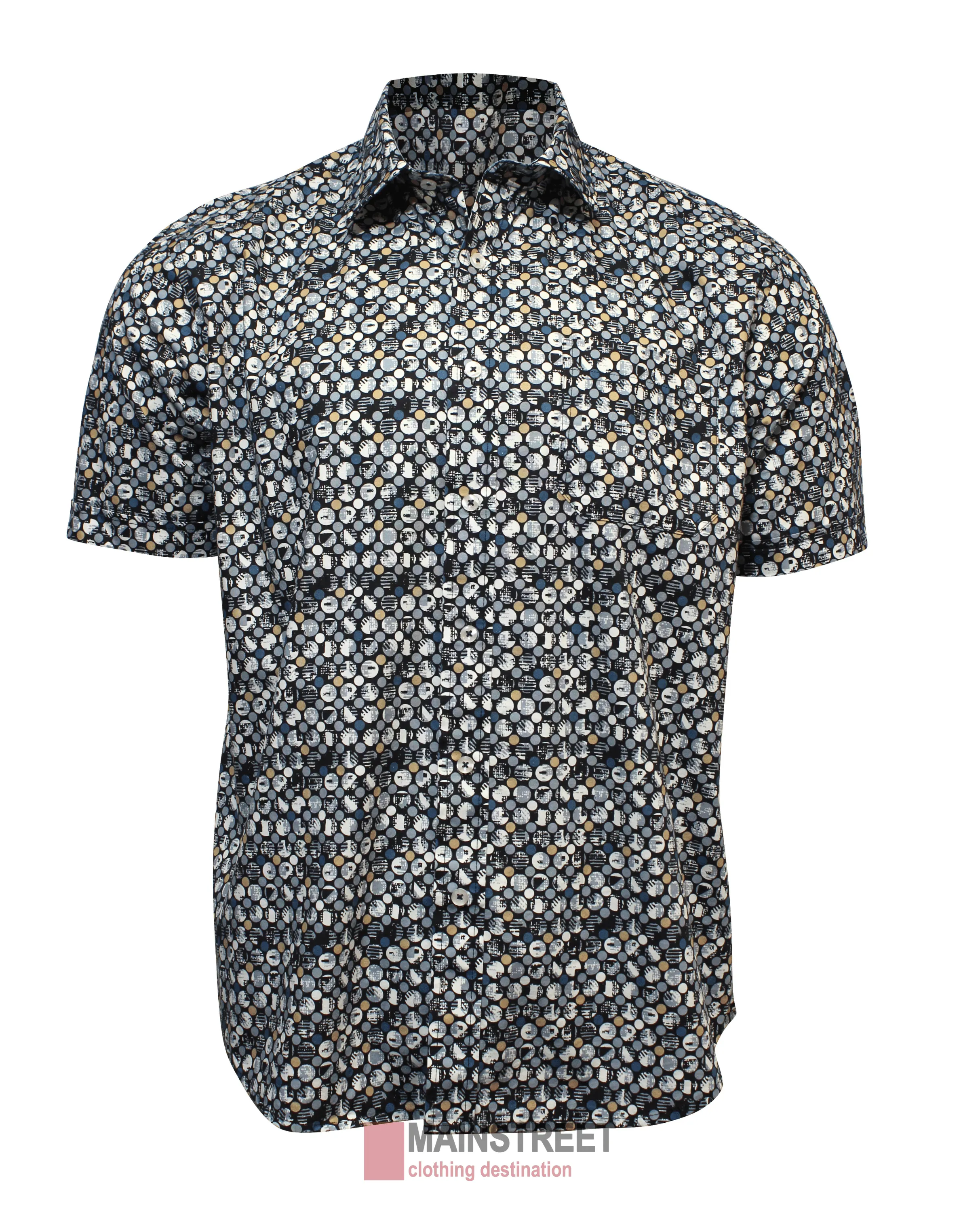 Back Bay Stretch Cotton Print Short Sleeve Shirt