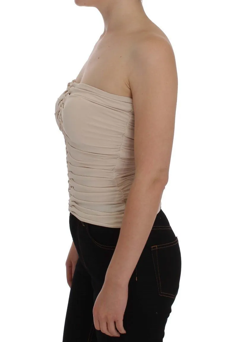 Beige Stretch Bustier Top