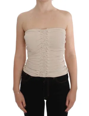 Beige Stretch Bustier Top