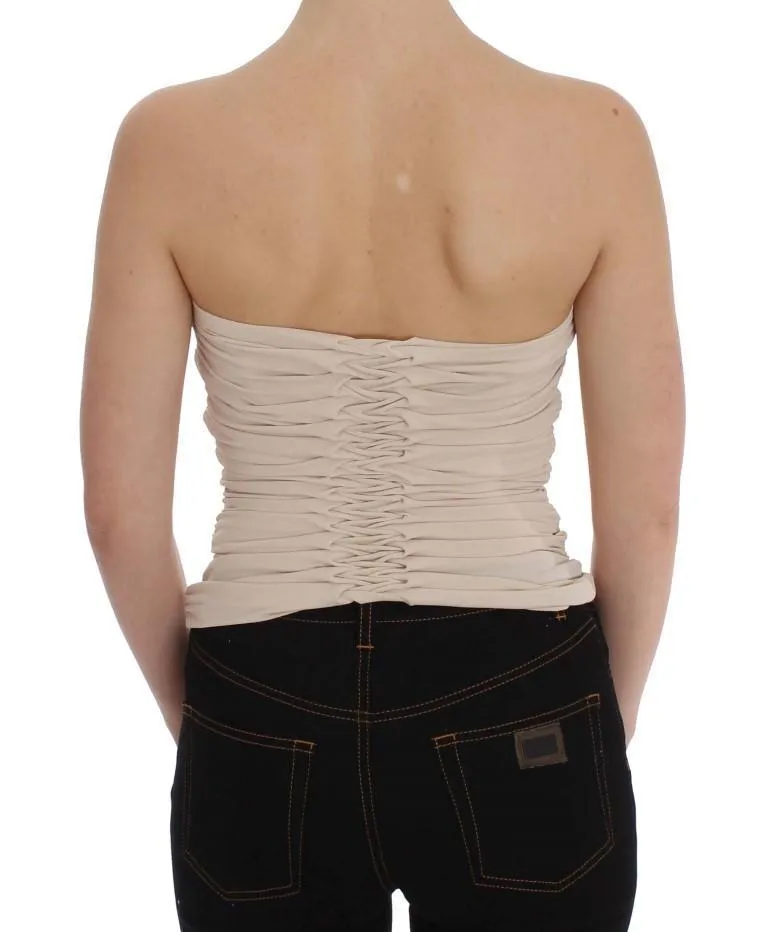 Beige Stretch Bustier Top