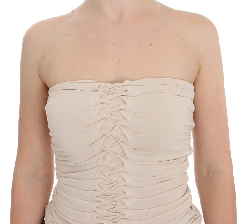 Beige Stretch Bustier Top