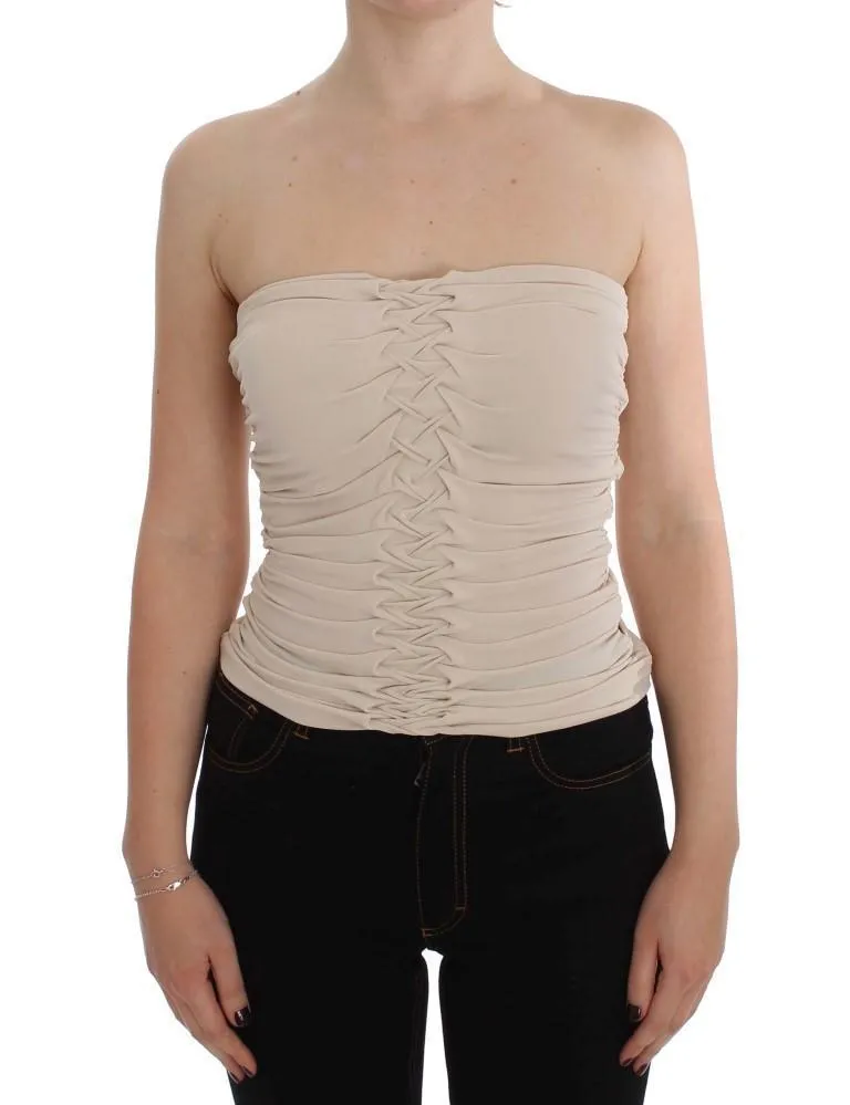 Beige Stretch Bustier Top
