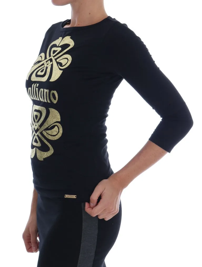 Black 3/4 Sleeve Cotton Stretch Top