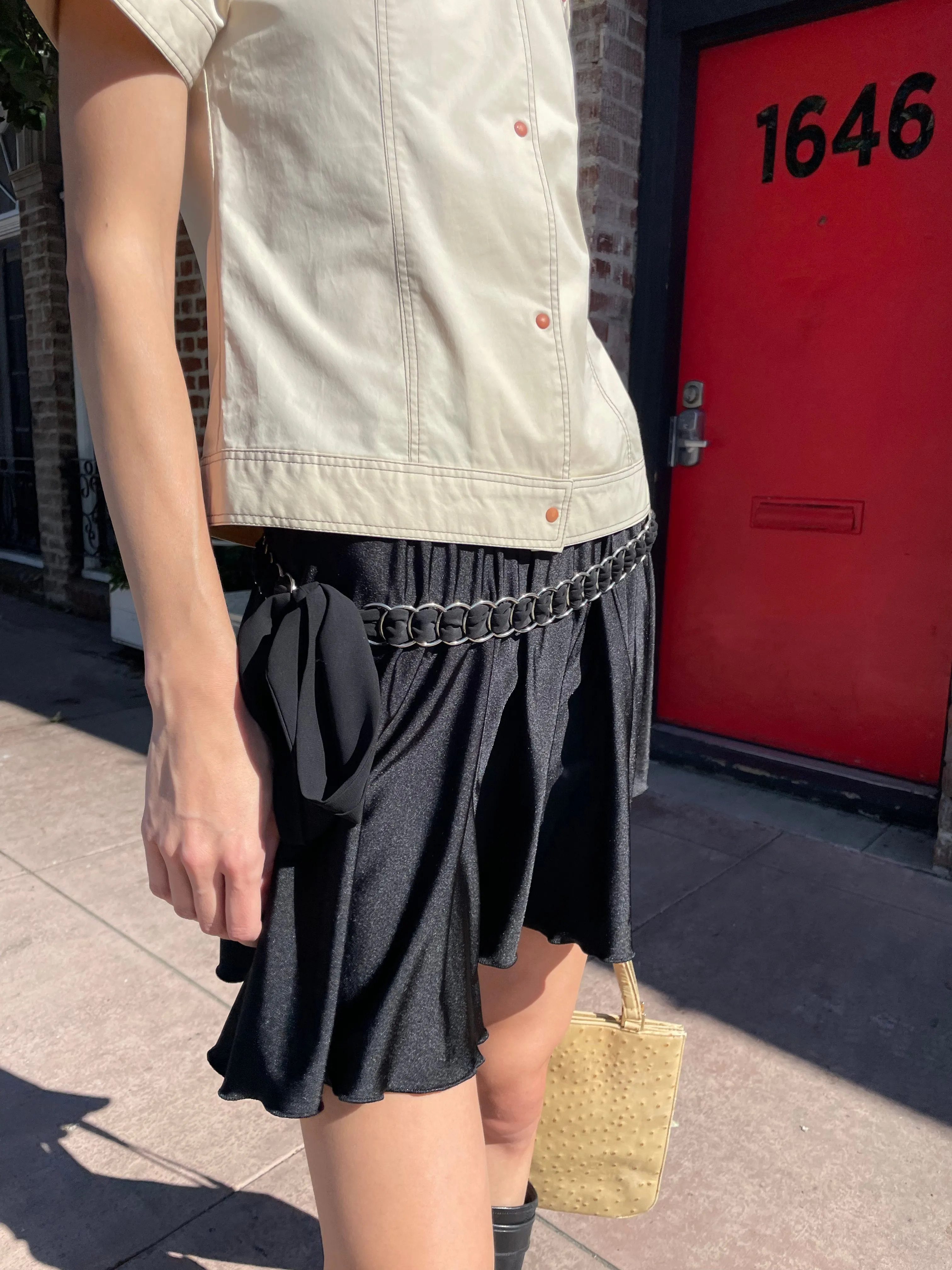 Black Flowy Mini Skirt (S)
