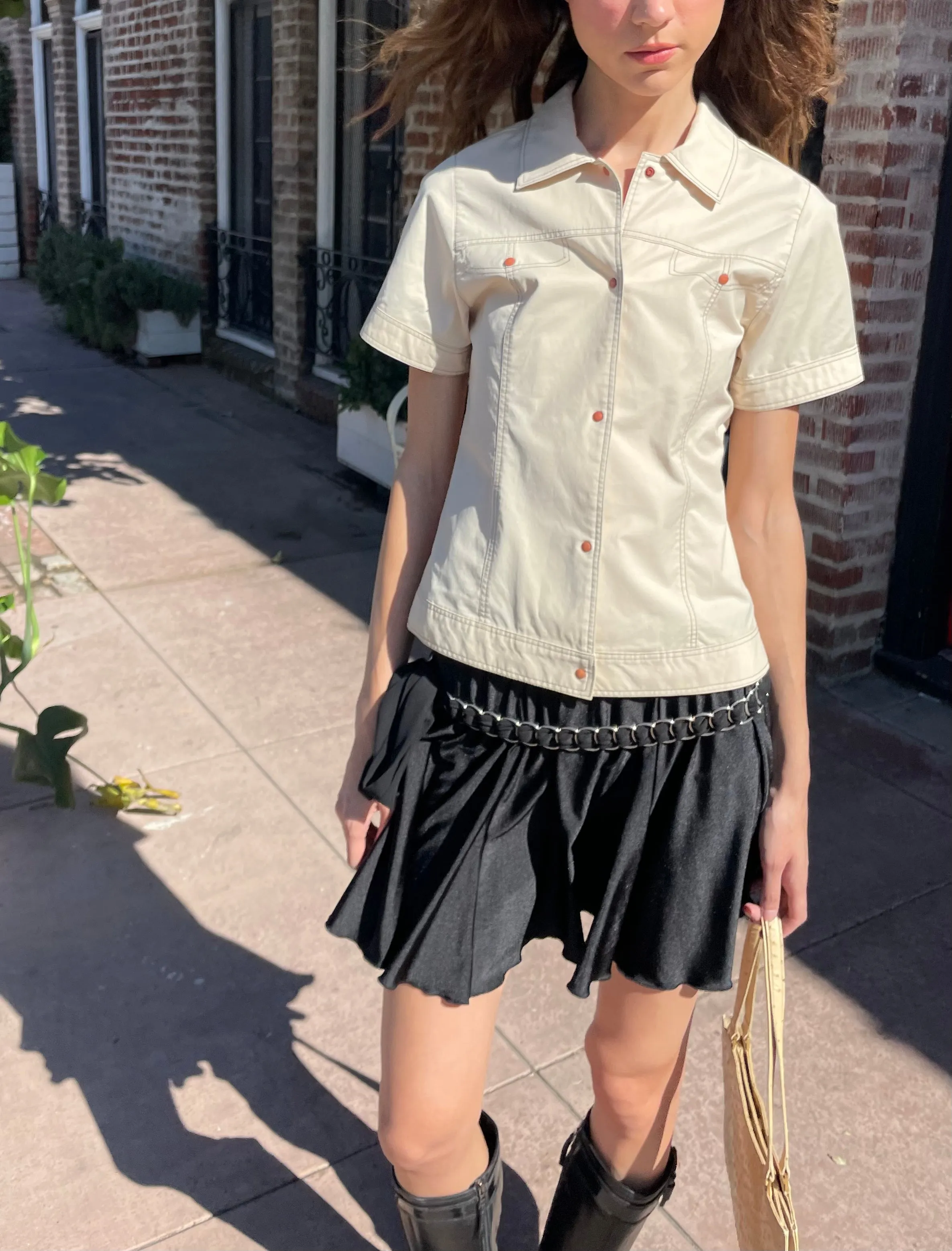 Black Flowy Mini Skirt (S)