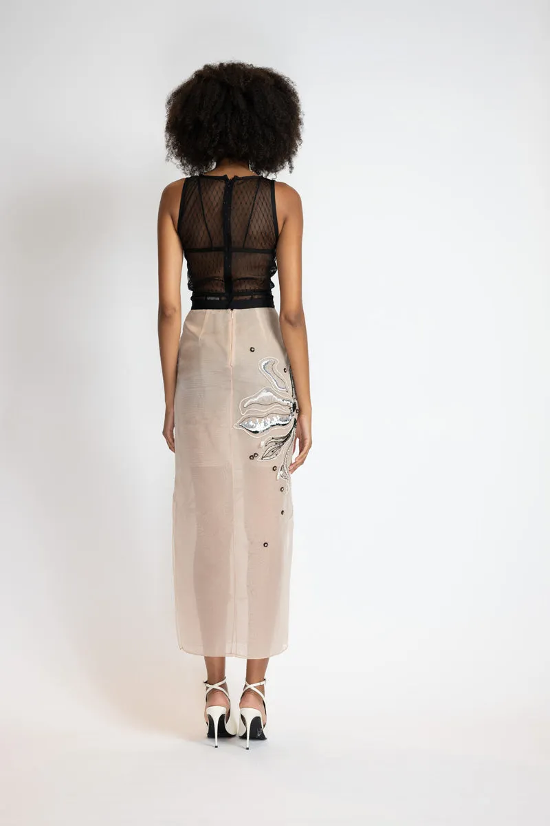 Black Lattice Point D'Esprit Bodice