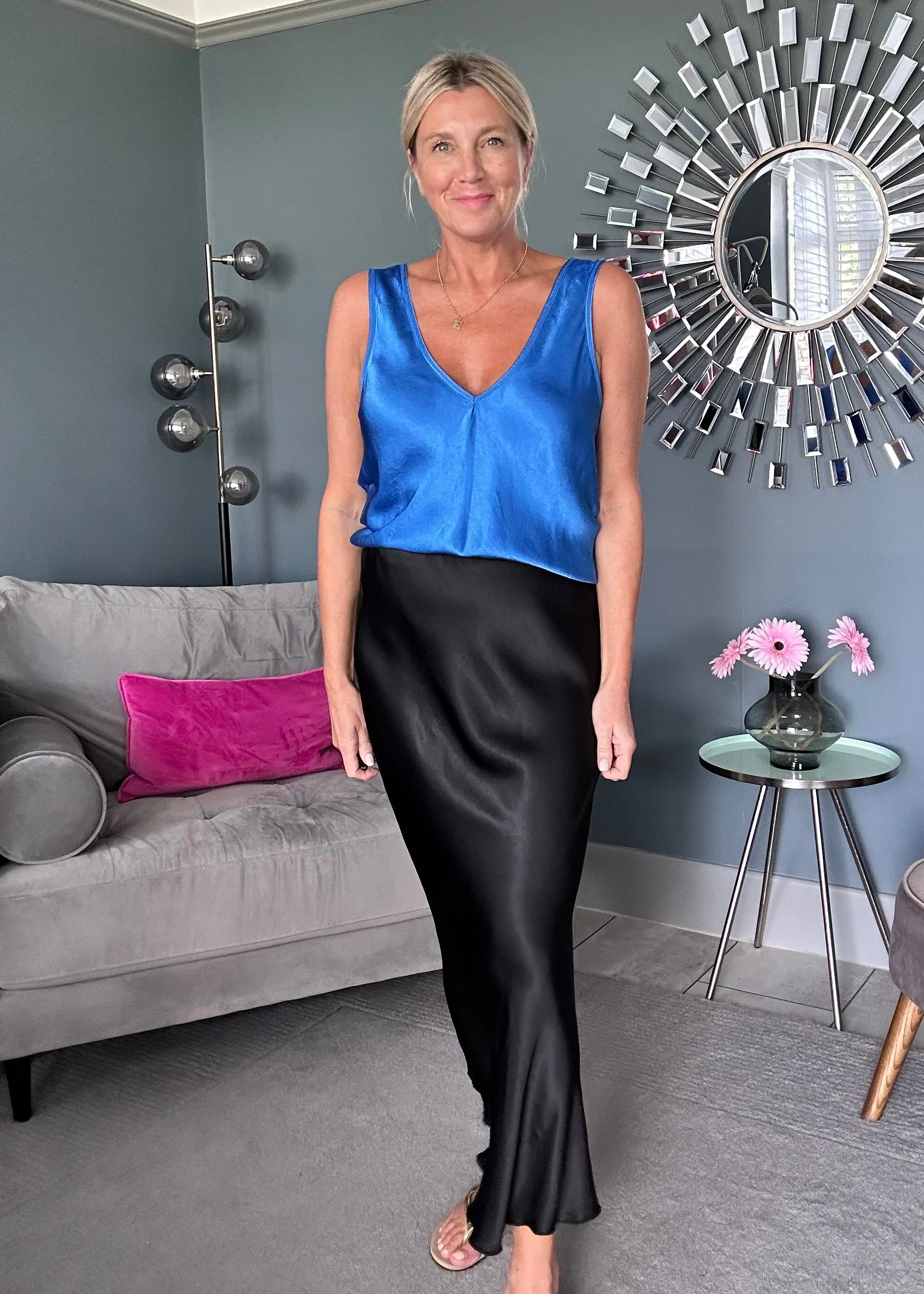 Black Satin Slip Skirt