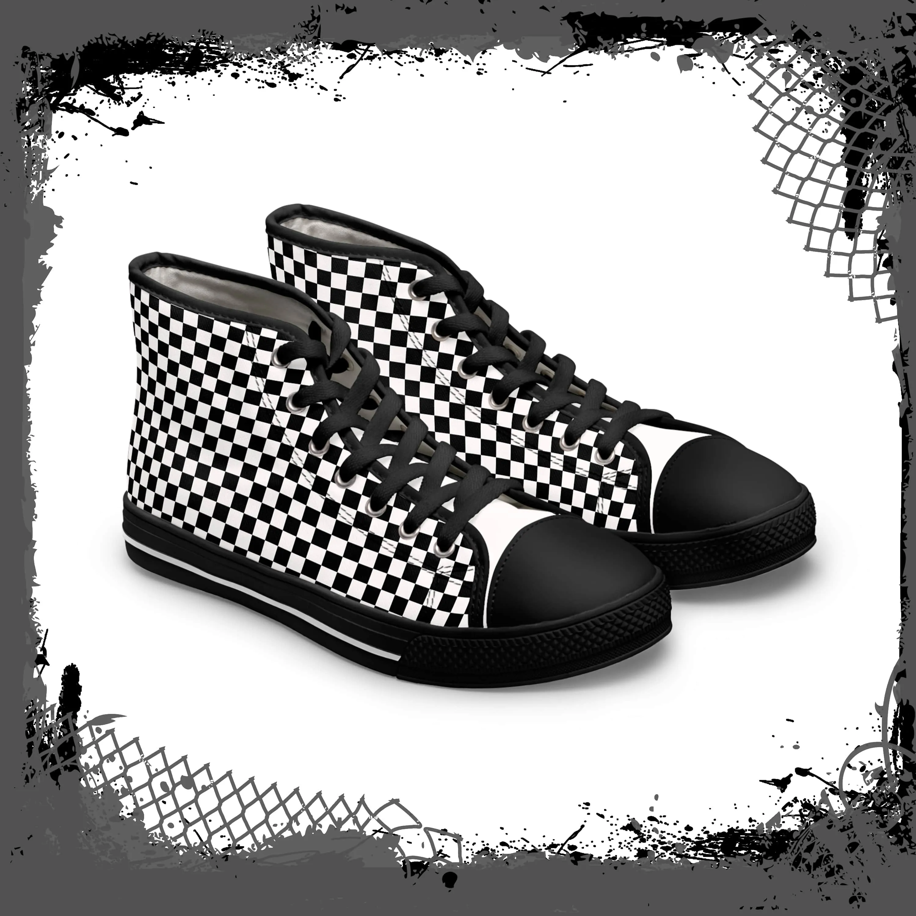 BLK/WHT Men's Checkered High Tops