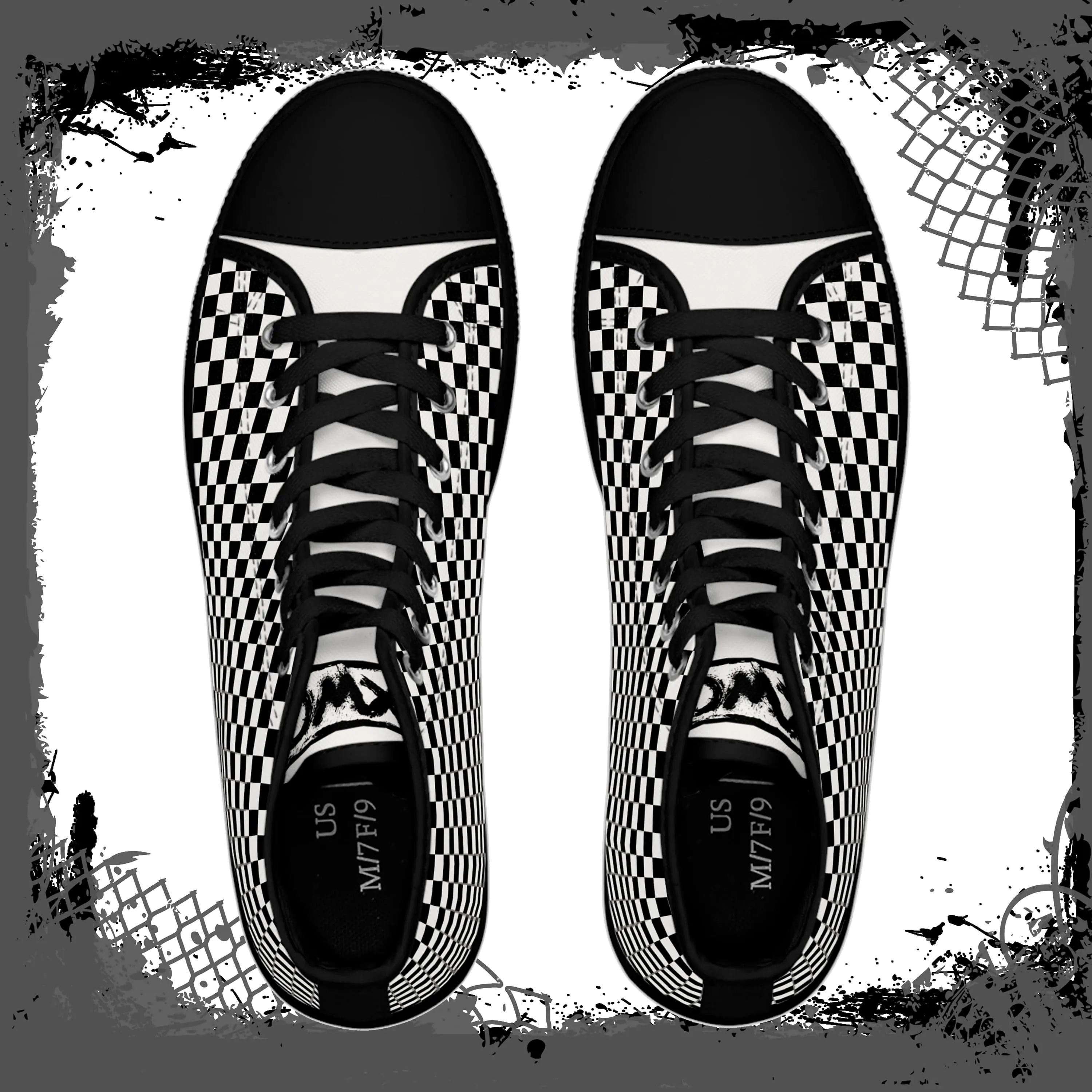 BLK/WHT Men's Checkered High Tops