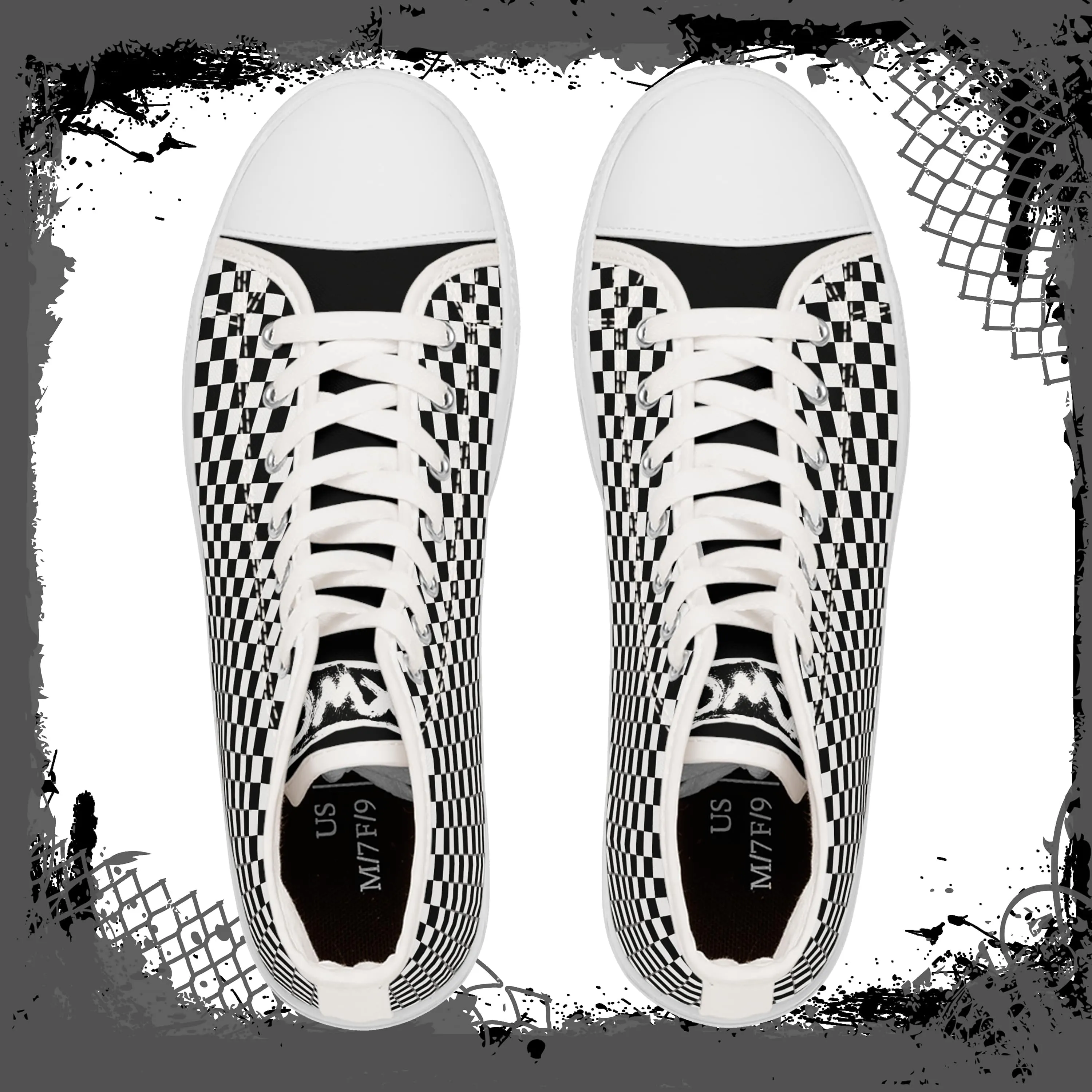 BLK/WHT Men's Checkered High Tops