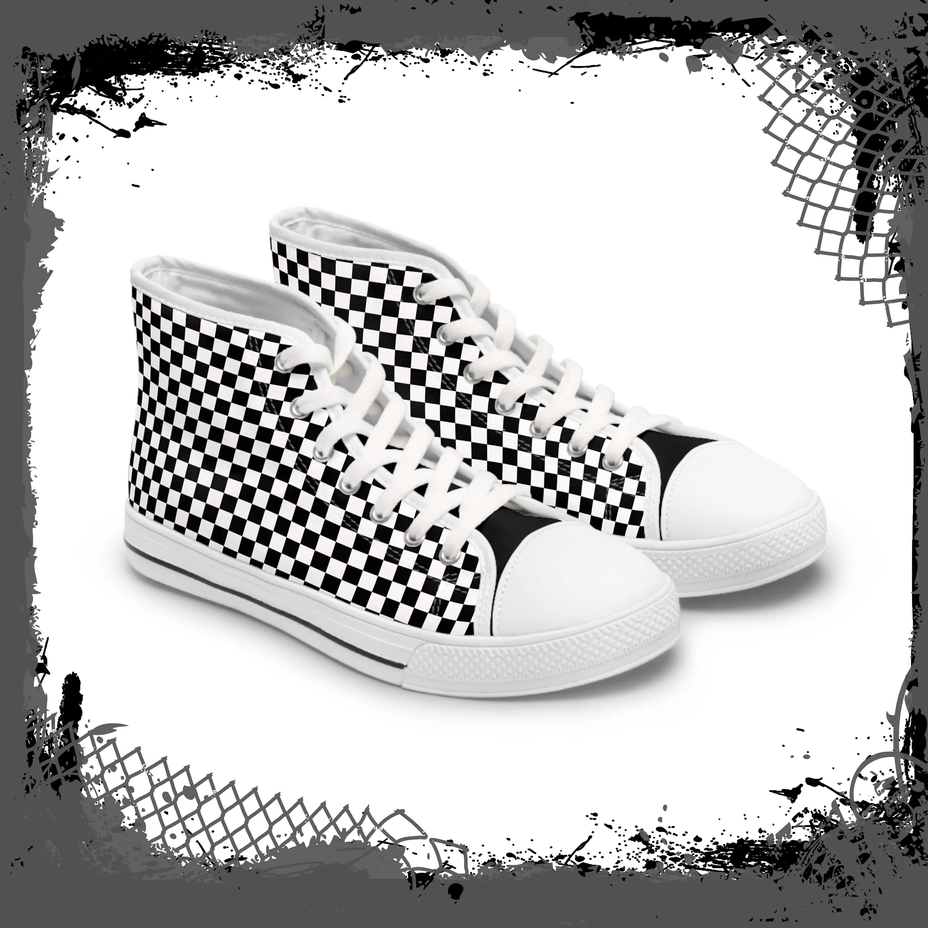 BLK/WHT Men's Checkered High Tops