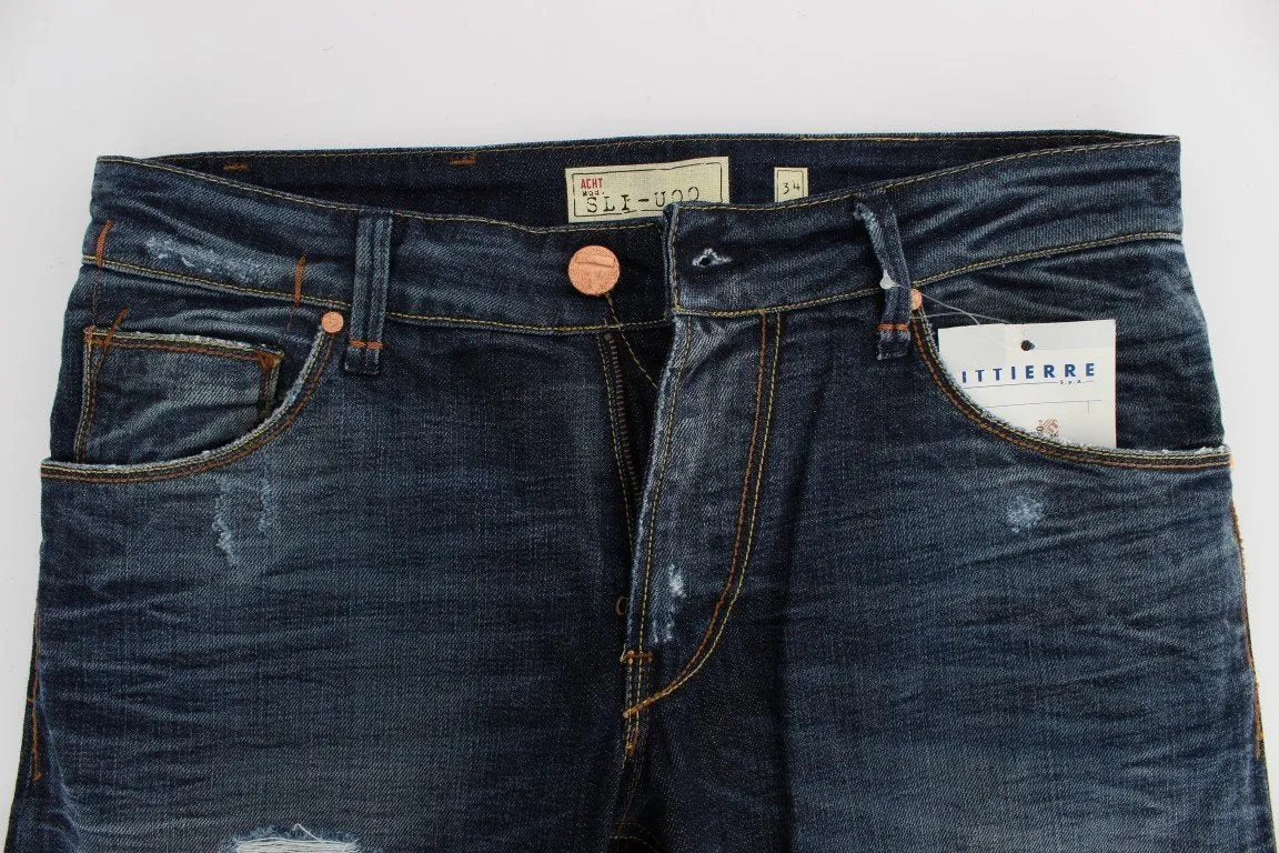 Blue Wash Cotton Denim Slim Fit Jeans