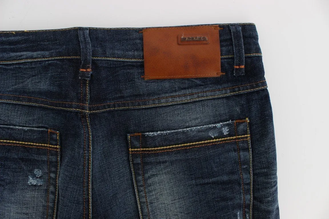 Blue Wash Cotton Denim Slim Fit Jeans