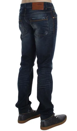 Blue Wash Cotton Denim Slim Fit Jeans
