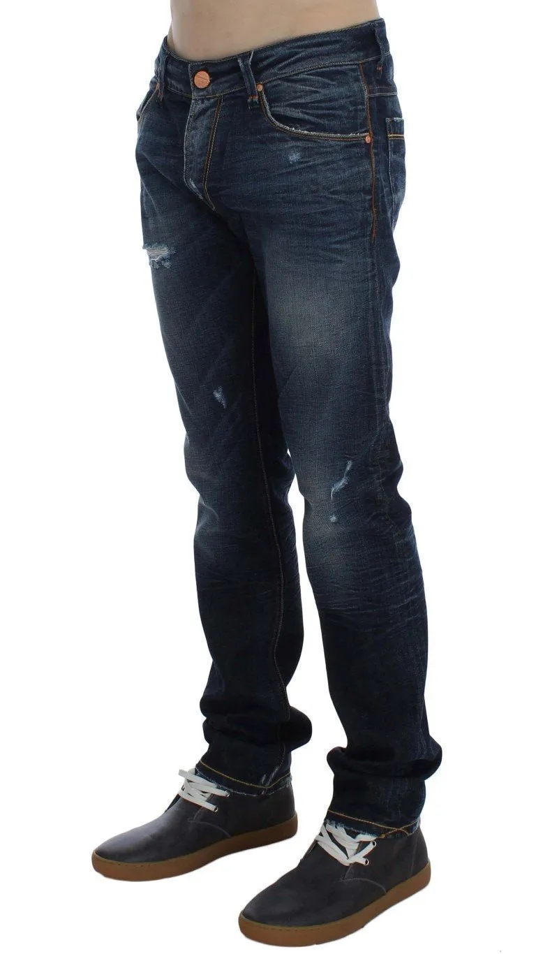 Blue Wash Cotton Denim Slim Fit Jeans
